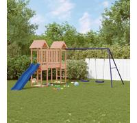 Ordellia Tour de jeu en bois massif Douglas avec toboggan ondulé, double balançoire et bac à sable, plateforme de 90 cm, aire de jeux de jardin pour enfants de 3 à 8 ans, 308 x 406 x 194 cm