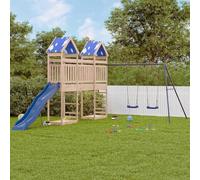 Ordellia Tour de jeu en pin massif avec toboggan ondulé, double balançoire et bac à sable, plateforme de 118 cm, jouet de jardin pour jardin, cour, terrasse, aire de jeux pour enfants de 3 à 8 ans