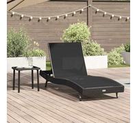 Ordellia Transat 2 pcs Noir en polyrotin avec Table, Dossier Multiposition 4 Niveaux, Cadre Acier Enduit de Poudre, Chaise Longue extérieure pour Jardin Patio Plage, Repos et détente
