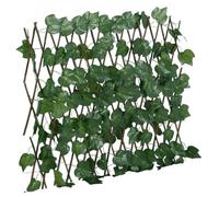 Ordellia Treillis de feuille de vigne artificiel extensible 190x60 cm vert en PVC et bois, écran de clôture pour jardin extérieur, sécurité, intimité, décoration, facile à ajuster, robuste