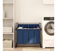 Ordellia Trieuse à Linge avec 4 Sacs en Polyester Bleu Acier, avec roulettes et poignées Robustes, idéale pour Organisation Maison, buanderie ou Chambre, supporte jusqu'à 20 kg, Transport Facile