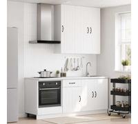 Ordellia Unité de Cuisine Lucca Blanche 5 pcs, Meubles Bas avec Pieds réglables, Fixation Murale, Rangement tiroir Porte, Plan Travail pour Salle à Manger