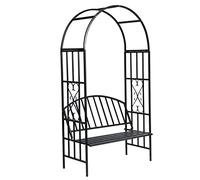 Ordellia Voûte à Roses en métal avec Banc pour Jardin Patio terrasse Structure Support Plante grimpante en INOX résistante aux intempéries idéale pour Passage et décoration extérieure