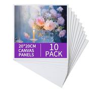 Ordeluxe 20x20cm Toile Peinture-Ensemble de 10 Toiles à Peindre en Coton 100%-Mini Canevas,Monté sur Carton Résistant-Tableau Peinture Sur Toile pour Acrylique, Gouache et Huile,Toile a peindre