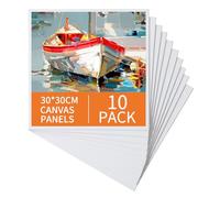 Ordeluxe 30x30cm Toile Peinture - Ensemble de 10 Toiles à Peindre en Coton 100%-Mini Canevas, Monté sur Carton Résistant-Tableau Peinture Sur Toile pour Acrylique, Gouache et Huile,Toile a peindre
