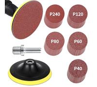 Ordeluxe Kit de Disque Abrasif 125mm: Plateau de Ponçage avec Filetage M14, 50 Pièces pour Poncer, Polir et Dérouiller - Grains 40/60/80/120/240
