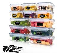 Ordeluxe Lot de 12 Boîtes de Conservation Alimentaire, boîtes hermétiques plastiques sans BPA, rangement cuisine et maison, contenants alimentaires micro-ondes et congélation, 6 x 1L + 6 x 500mL