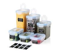 Ordeluxe Lot de 6 boîtes de rangement, 3 tailles + 3 mini, couvercles universels, 8 étiquettes, idéales pour pâte/muesli, sans BPA