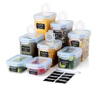 Ordeluxe Lot de 8 récipients alimentaires avec verseur, 5 grandes tailles + 3 mini, couvercles universels, étiquettes réutilisables, idéaux pour les céréales/pâtes, sans BPA