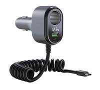 ordinarYone Adaptateur de charge rapide PD65W pour voiture intelligent 120 W avec affichage des tensions USB A USB C Port Protections