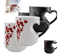 ordinarYone Mug romantique en céramique en forme de cœur changeant de couleur avec boisson chaude pour la Saint-Valentin