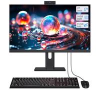 Ordinateur de bureau, Ordinateur tout-en-un 27'' Core i7 (jusqu'à 3,0 GHz) 512 Go SSD 16 Go RAM avec Webcam rétractable, PC tout-en-un écran ajustable, WiFi6 Bluetooth 5.3 Idéal pour télétravail,Noir