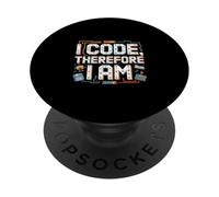 Ordinateur I CODE, THEREFORE I AM Nerd PopSockets PopGrip Adhésif
