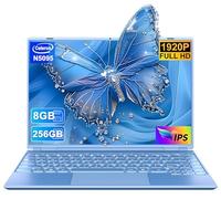 Ordinateur Portable 14'' Celeron N5095 (jusqu'à 2,9 GHz) 8Go RAM 256Go SSD Soutien Extension 1TB(TF 512Go)1920x1200 Quad Core PC Portable Win11 Laptop 5G WIFI Mini HDMI AZERTY Clavier Couverture-Bleu