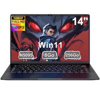Ordinateur Portable 14 Pouces Celeron N5095 Jusqu’à 2.9 GHz Win11 PC Portable 8Go RAM 256Go SSD Extension1To Laptop avec Souris sans Fil qwerty Clavier avec AZERTY Membrane du Clavie - Noir Métal-1