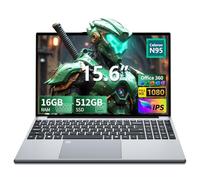 Ordinateur Portable 15,6 Pouces FHD, 16Go RAM 512Go SSD Alder Lake N95 Jusqu'à 3.4GHz Win 11 Pro PC Portable Office 365 Clavier Rétroéclairé avec Pavé Numérique Lecteur Empreintes USB 3.0/HDMI WiFi 5