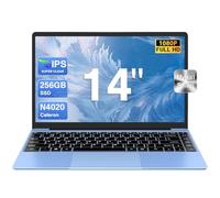 Ordinateur Portable 256 Go 14" Pc Portable Win 11 N4020 Support Expansion 1 to SSD 1080P 2.4G+5G WiFi Mini HDMI Laptop inclut Souris sans Fil et AZERTY Membrane du Clavier - Bleu