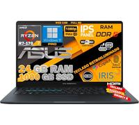 Ordinateur portable ASUS FHD IPS de 15,6" avec Ryzen 7 R7-170 de 14e génération, 24 Go de DDR5, 1 To de SSD NVMe, Wi-Fi 6E, RJ45, clavier QWERTY Ñ espagnol, rétroéclairé, lecteur d'empreintes