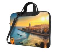 Ordinateur portable et tablette Sunset in Barcelone, design élégant, tissu durable et hydrofuge, décontracté, Noir , 14 inch