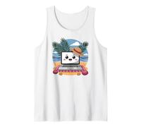 Ordinateur Portable Mignon Kawaii, Nomade numérique, Vie de Plage, Ambiance Estivale Débardeur