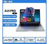 Ordinateur portable Ninkear A15 Pro AMD Ryzen 5, écran 16 pouces 120 Hz 2,5K, 16 Go, 1 To, déverrouillage par empreinte digitale, ordinateur de bureau