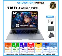 Ordinateur portable Ninkear N16 Pro 16 pouces 2,5K 120Hz Intel Core i7-12700H WiFi 6 16 Go de RAM 1 To SSD Windows 11 Ordinateur portable de bureau 16GB+1TB