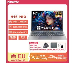 Ordinateur portable Ninkear N16 Pro 16 pouces 2,5K 120Hz Intel i7-13620H WiFi 6 32 Go de RAM 1 To SSD Windows 11 Pro Ordinateur portable de bureau 32GB+1TB