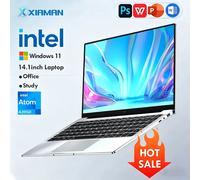Ordinateur portable Xiaman ultra fin Windows 11, 14,1 pouces, 12 Go de RAM, 1 To de SSD, processeur Intel Atom A3950, écran 1920*1080, ordinateur de bureau et d'étude Argent