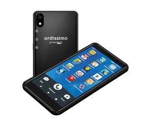 Ordissimo - Smartphone Le Numéro 2 Mini - Idéal pour Senior - Téléphone Portable Simple - Interface Basique - Écran Tactile 5,45", Gros Caractères, SMS, MMS, Emails, Photos, Vidéos - Noir
