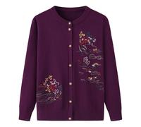ORDOBO Cardigan Tricoté Femme - Mère D'Âge Moyen Hauts en Tricot Veste Tricotée Chaude Femmes Automne Hiver Manteau Boutons Xl-4Xl Décontracté Grande Taille, Violet, XXL