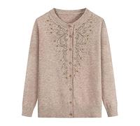 ORDOBO Cardigan Tricoté pour Femme - Veste en Tricot pour Personnes Âgées D'Âge Moyen, Simple Boutonnage, Col Rond, Manches Longues, Vêtements D'Extérieur Décontractés Et Chauds, Manteau, K