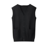 ORDOBO Gilet Tricot Homme - Gilet En Tricot Pour Homme, Col En V, Sans Manches, Cardigan, Pull, Mode D'Affaires, Vêtements Amples, Pull En Tricot, Gilet, Noir, 8Xl