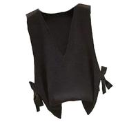 ORDOBO Gilet Tricoté pour Femme - Gilet en Tricot Décontracté pour Femme, Couleur Unie, Col en V, Tricot Vintage, Pull sans Manches, Mode Streetwear, Vêtements Élégants, Noir, XL 60-70 Kg
