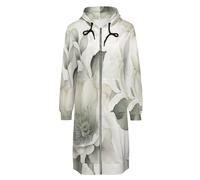 ORDOBO Hoodie Femme Zippé Capuche Long Fleurs abstraites Veste à capuche ample à manches longues et chaude avec poche pour l'automne et l'hiver L