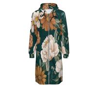 ORDOBO Hoodie Femme Zippé Capuche Long Fleurs abstraites Veste décontractée à manches longues grande taille manteau à capuche avec poche sweat-shirt XXL