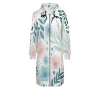ORDOBO Hoodie Femme Zippé Capuche Long fleurs roses Cardigan décontracté à capuche à manches longues avec poche pour automne et hiver 4XL