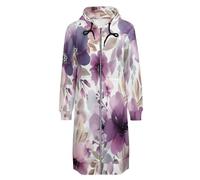 ORDOBO Hoodie Femme Zippé Capuche Long fleurs violettes Cardigan décontracté à capuche et fermeture éclair grande taille avec poche pour l'automne et l'hiver XXL