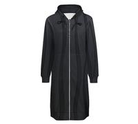 ORDOBO Hoodie Femme Zippé Capuche Long Géométrie noire Sweat-shirt à manches longues avec cordon de serrage veste ample grande taille avec poche manteau M