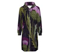 ORDOBO Hoodie Femme Zippé Capuche Long plantes violettes Veste à capuche ample à manches longues et chaude avec poche pour l'automne et l'hiver 3XL