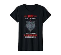 Ordonnance restrictive de Funny Wolf Sarcastic Satan Contre Moi T-Shirt Graphique avec Valeur, Femme, Noir, XL