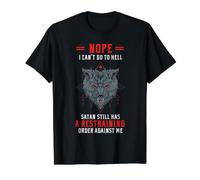 Ordonnance restrictive de Funny Wolf Sarcastic Satan Contre Moi T-Shirt Graphique avec Valeur, Homme, Noir, XL