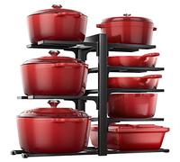 ORDORA Organiseur de casseroles et poêles : étagère pour armoire, 8 niveaux, robuste, 54,4 kg, réglable pour fours hollandais, poêles en fonte, poêles, poêles lourdes, casseroles peu profondes