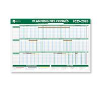 Ordre des départs en congés - Panneau d'affichage obligatoire - Plastifié et effaçable - Juin 2025 à Mai 2026 - Kit de fixation inclus (pastilles adhésives) - Fabriqué en France