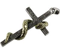 Ordre des Templiers Serpents Pendentif Croix Plaqué or 925 Argent