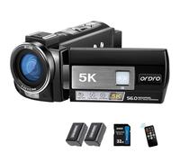 ORDRO Caméra vidéo AE20 5K, 56 MP, vision nocturne infrarouge, zoom 18x | Rotation à 270°, webcam, gyroscope EIS, WDR, ralenti, intervalle de temps, WiFi, pour YouTube Vlogging