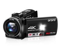 ORDRO Caméscope 4K/30fps, caméra de vlogging 64MP avec zoom numérique 18x, lumière de remplissage LED, écran de 3,0", vision nocturne infrarouge, caméra de vlogging pour YouTube
