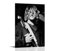 OREAUORN Kurt Cobain (10) Impression sur toile vintage esthétique et décorative pour salon, chambre à coucher, 60 x 90 cm, style cadre