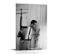 OREAUORN Malcolm X Poster mural décoratif sur toile pour salon, chambre à coucher, 20 x 30 cm, style rétro avec cadre