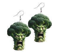 Orecchini Broccoli Alimentari - Gioielli Vegetali Acrilico 2D | Forma di Broccoli Verdi | Orecchini Leggeri Multiuso da Donna Ragazza Matrimoni Uso Quotidiano Regalo Compleanno
