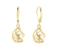 Orecchini pendente a forma di perla a gabbia cava da donna, Orecchini a goccia leverback leggeri placcati in oro 14K, Eleganza a goccia minimalista